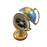 Globe with binoculars