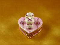 White poodle on pink heart