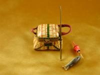 Fishing basket w/rod & fish