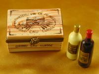 Wine crate w/two bottles