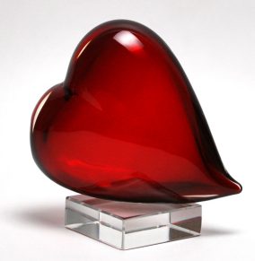 Murano Glass Red Heart on Crystal Base