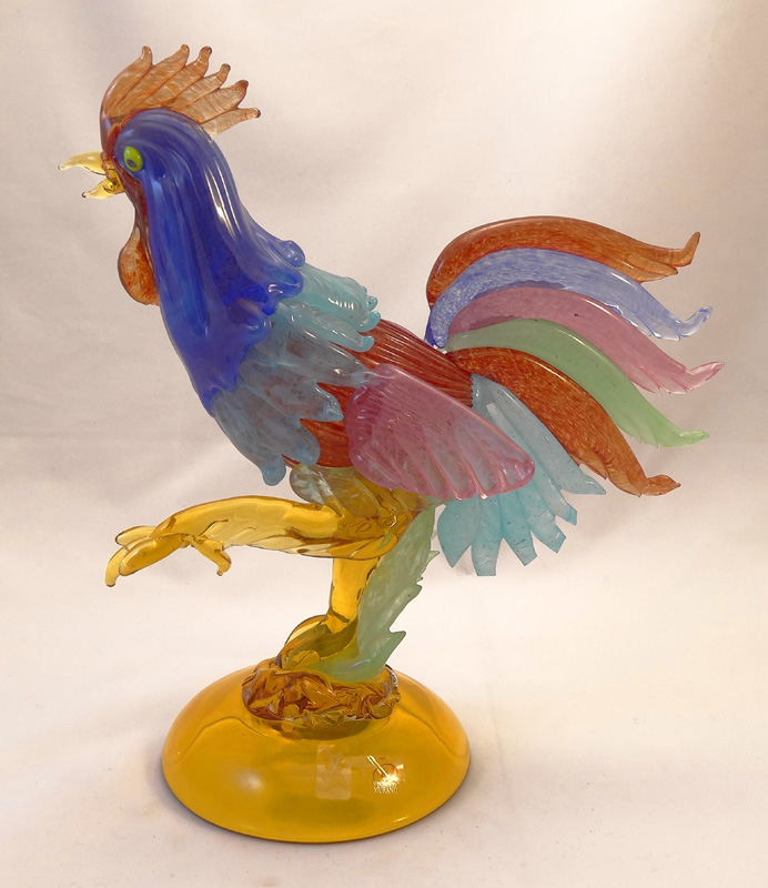 Murano Glass  Rooster Head Up