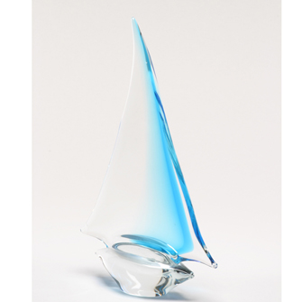 Oball Murano  Glass Sailboat Large light blue/clear