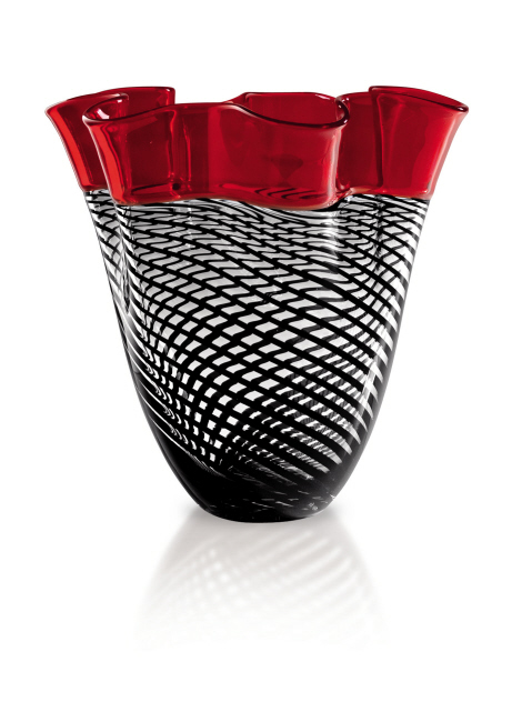 Vase Red/Fili Black  Glass 