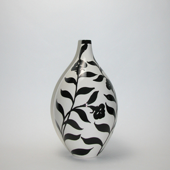 Ceramic Vase Black Lily on White