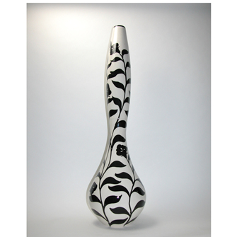 Ceramic Vase Black Lily on White