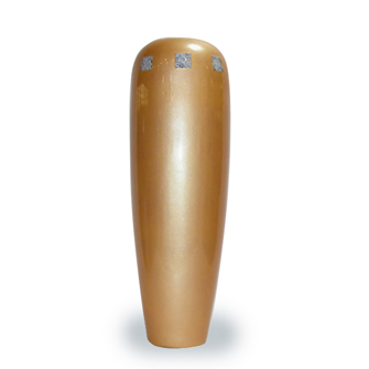 Ceramic Vase Yellow Pearl w/Eggshell Inset