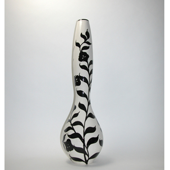 Ceramic Vase Black Lily on White