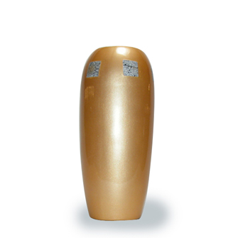 Ceramic Vase Yellow Pearl w/Eggshell Inset