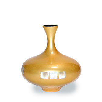 Ceramic Vase Yellow Pearl w/Eggshell Inset