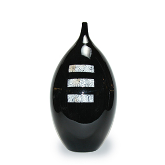 Ceramic Vase Black with Eggshell Inset