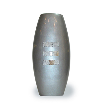 Ceramic Vase Blue Grey w/Eggshell Inset