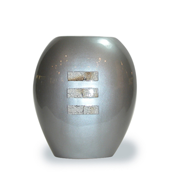 Ceramic Vase Blue Grey w/Eggshell Inset