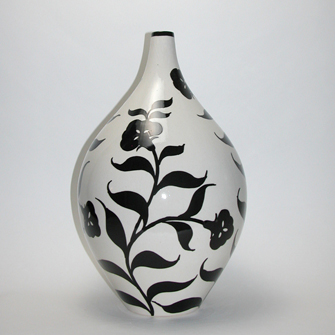 Ceramic Vase Black Lily on White