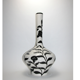 Ceramic Vase Black Lily on White