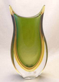 Murano Glass Vase Gr/Tobacco/Amber