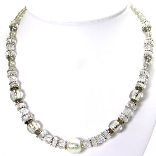 Murano Glass Necklace Silver