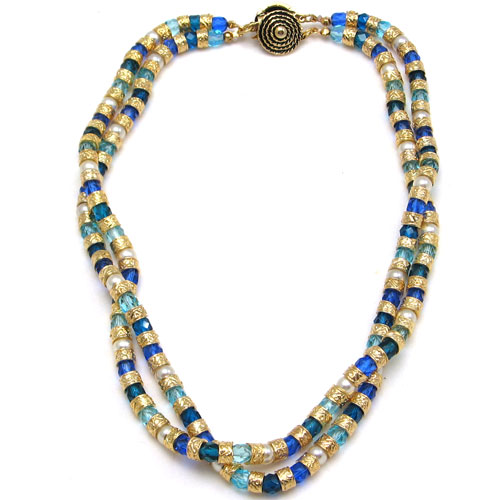 Multi Twist Necklace Blue - Murano Glass Jewelry - Murano Glass Gifts Co.