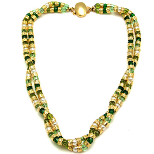 Multi Twist Necklace Green