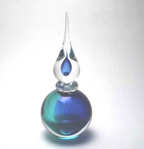 Pointed Sommerso Light Blue Perfume Bottle Murano Glass