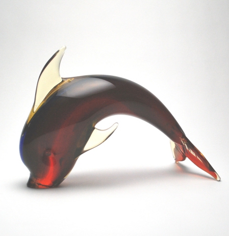 Red Blue and Amber Dolphin Medium