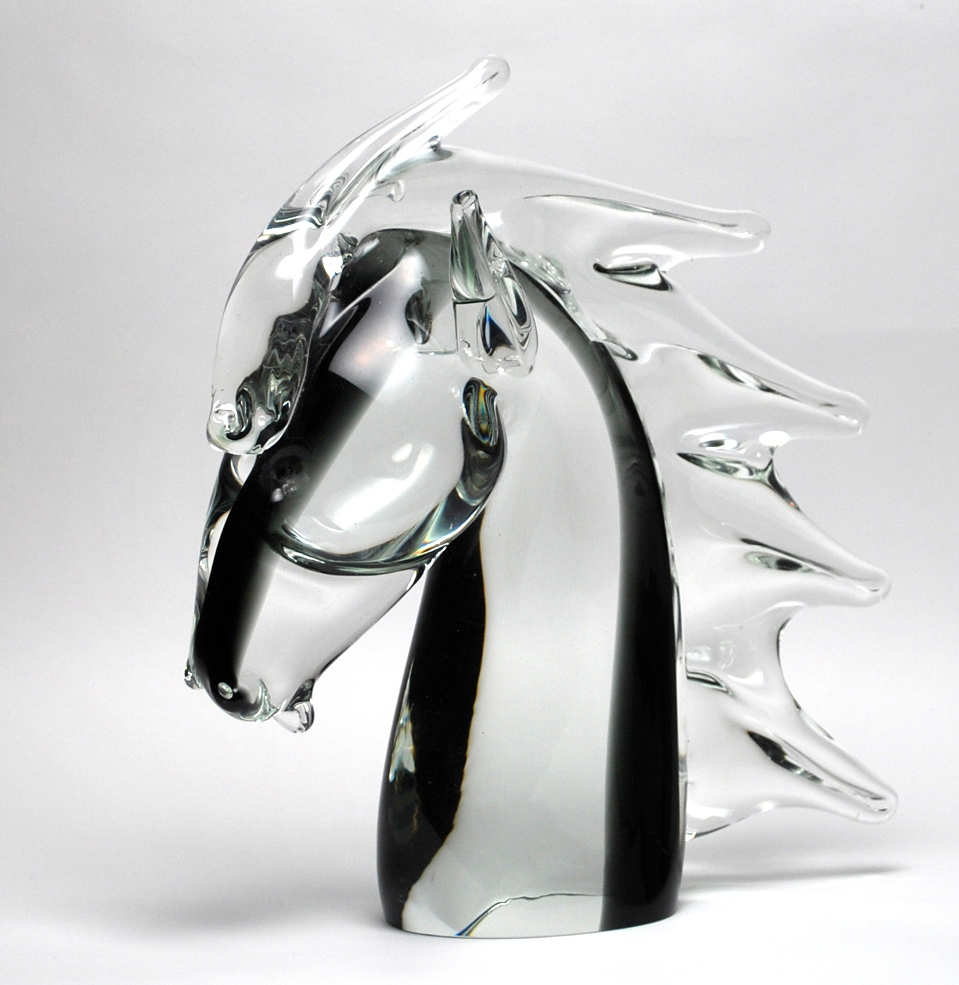 Crystal in smoke Murano Horse Head