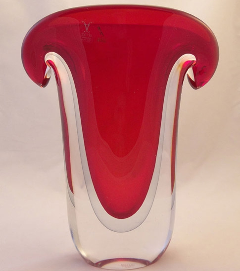 Murano Glass Vase Red/Smoke
