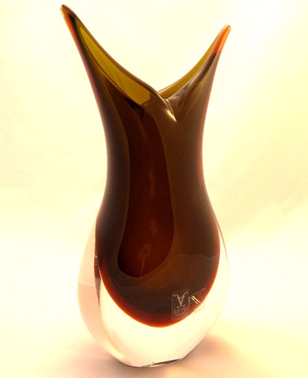Murano Glass Vase Green/Topaz