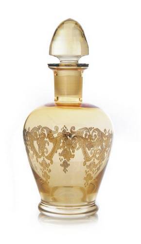 Amber Liqueur Bottle with 24k Gold Artwork