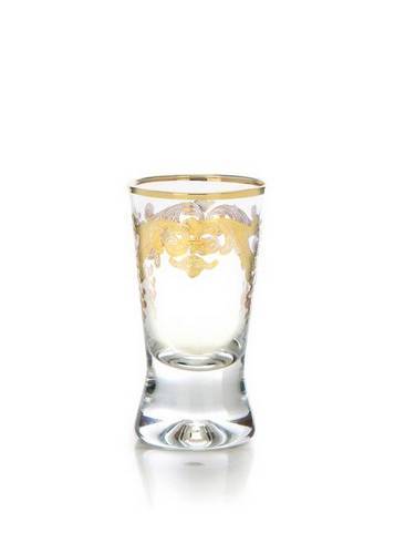 Set of Six Liqueur Glasses with Rich 24k Gold Artwork