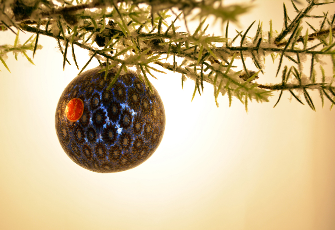 Gold and Sapphire Christmas tree ornament