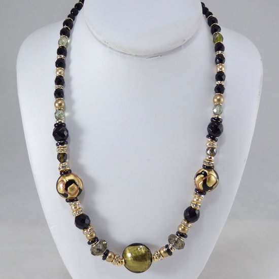 Multiforme Necklace Long Black-Gold