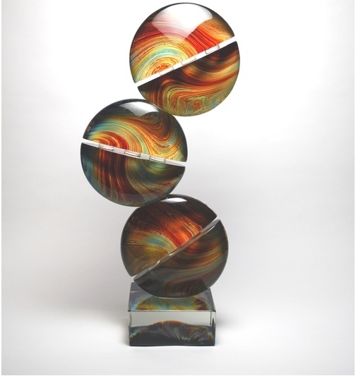 Murano Glass Calcedonia Triple Disc Sculpture