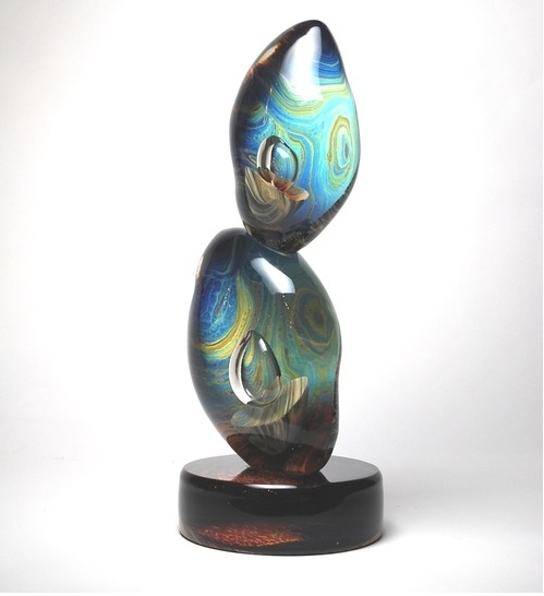Murano Glass Double Sasso Sculpture Calcedonia