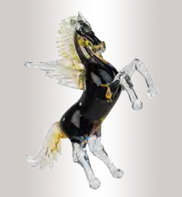 Murano Glass Amber/Black/Gold Horse With Wings