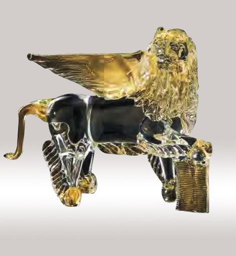 Murano Glass Crystal/Gold Lion