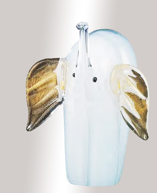 Murano Glass White/Gold Elephant