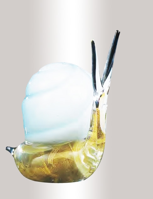 Murano Glass White/Gold Snail