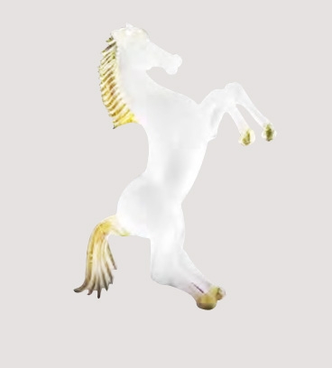 Murano Glass White Mat/Gold Horse