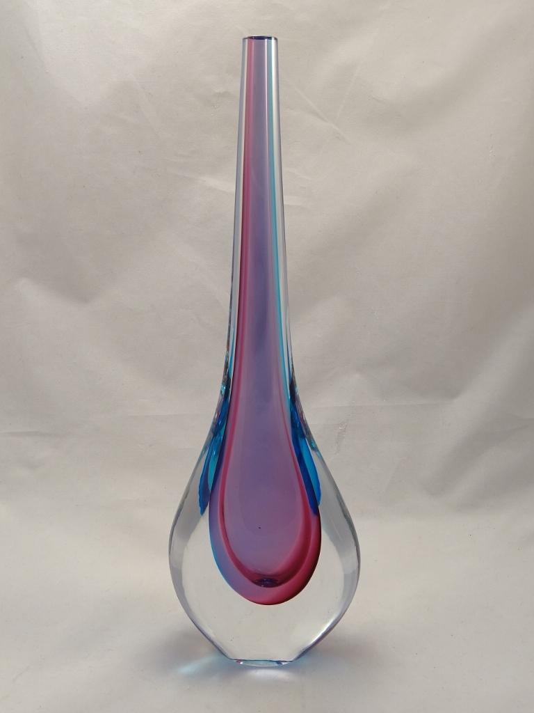 Murano Glass Vase Blue/Ruby