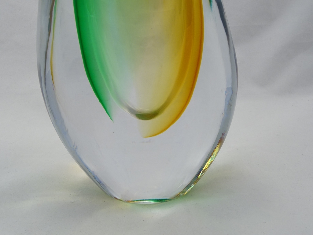 Murano Glass Vase Green/Amber