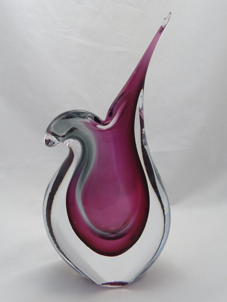 Murano Glass Vase Gray/Ruby
