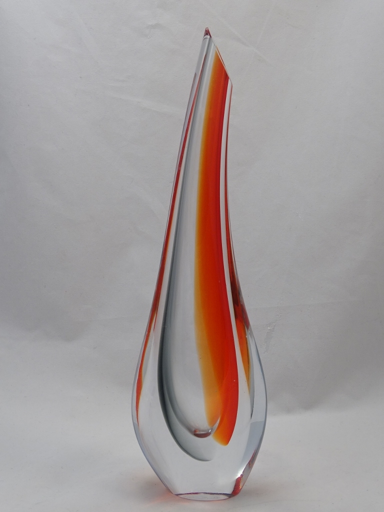 Murano Glass Vase Red/Gray