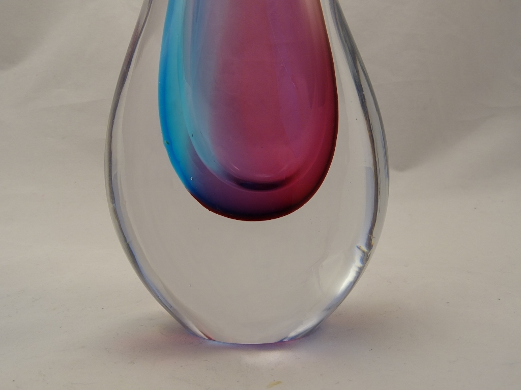 Gocce Murano Glass Vase Aqua/Ruby/Crystal