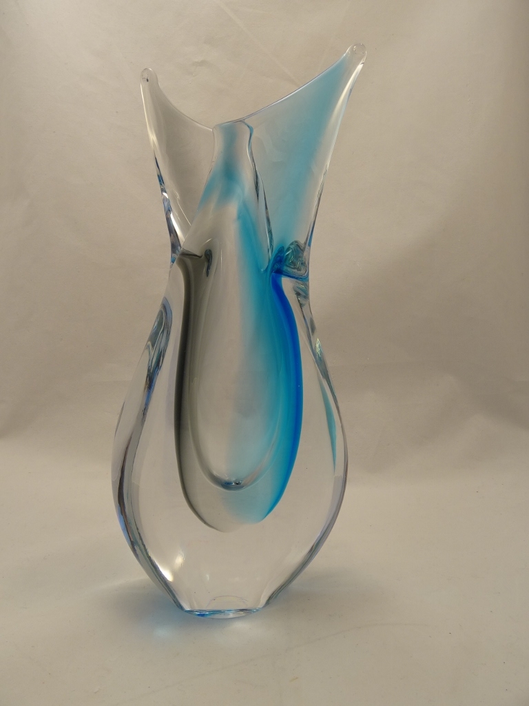 Murano Glass Vase Sky Blue/Gray