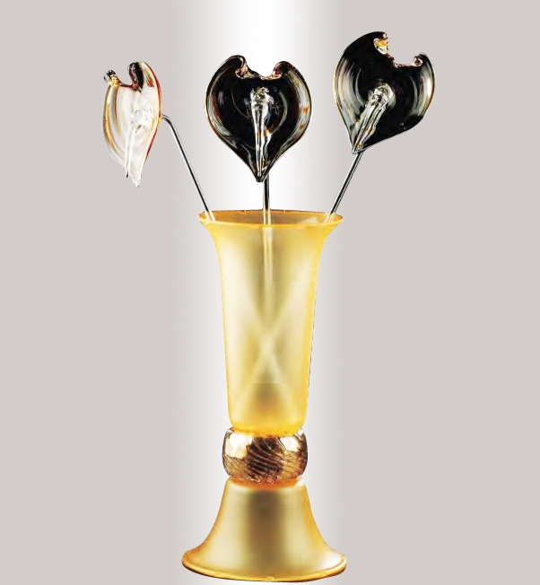 Murano Glass Mat Amber/Mat Gold Vase