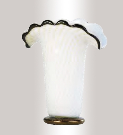 Murano Glass White/Black/Gold Vase