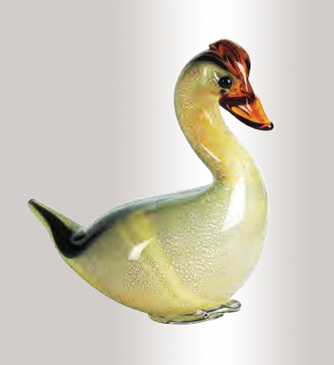 Murano Glass Gold/Amber/Black Duck