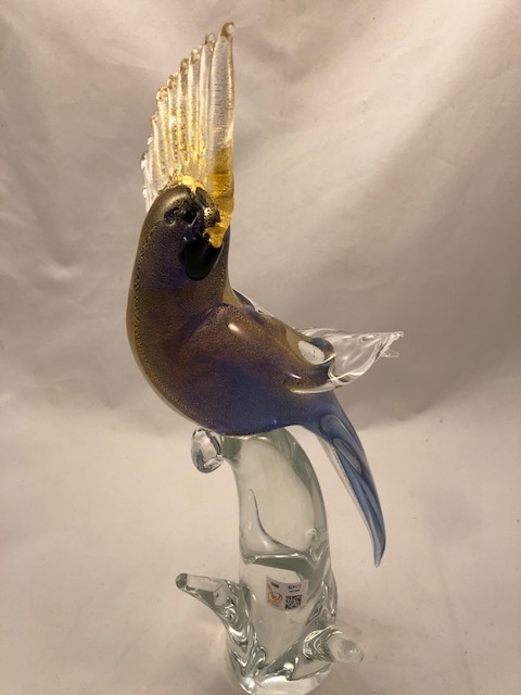 Murano Glass Parrot Blue/Gold