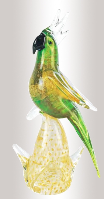 Murano Glass Parrot Green/Gold